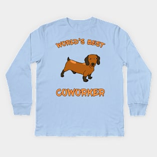 Dachshund World's Best Coworker WFH Kids Long Sleeve T-Shirt